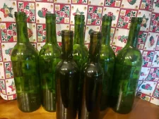 Empty Wine Bottles Plain Green Lot Of 7