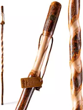 Brazos Rustic Wood Walking Stick, Twisted Hickory, Traditional Style Handle, for