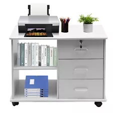 Mobile Storage File Cabinet 3-Drawers Filing Cabinets Filing Cabinets White