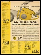 McCulloch D-44 Chainsaw & Drawing Ad 9" x 12" Metal Sign