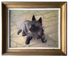 Portrait Dog AUSTRALIAN TERRIER Realism Oil Painting 1940's By Lucien CHANTRELLE