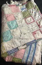 Vintage Patchwork Cutter Quilt For Crafts Repair Repurpose 60” X 74”