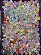 kandi bead lot 1oz round, flower shape, candy shape, etc with free charms