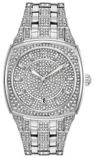Bulova Men's Quartz Swarovski Crystal Accents Silver-Tone 40mm Watch 96B296