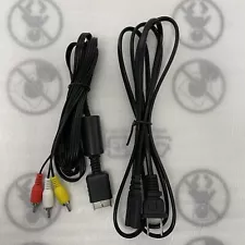 Audio AV RCA+AC Cable Power Supply Adapter Cord For Sony PlayStation 1 2 PS2 FAT