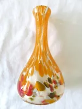 ~VINTAGE MURANO ORANGE MULTI COLOR CONFETTI ART GLASS BUD VASE~