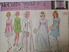 Dress Wedding Bridal Gown 16 McCalls 9652 Sewing Pattern VTG Cut Bridesmaids