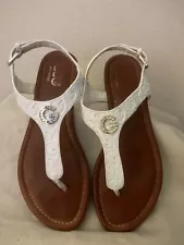 GBG G BY GUESS GGLULLIES-R WHITE SLING BACK FLAT SANDALS Women’s Size 8M