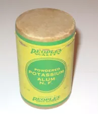 Vtg People's Drug Stores 3.5" Tall POWDERED POTASSIUM ALUM Paper Tube w/Contents