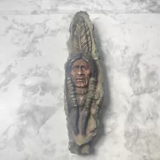 Native American Wall Hanging Sculpture / Art Decor 9.25” Long Heavy Resin VG