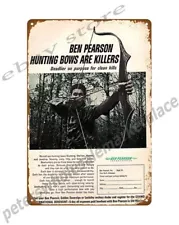 1965 Ben Pearson Mustang Compound Bow hunting ammo metal tin sign