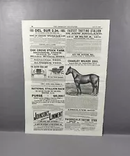 AMERICAN CULTIVATOR Race Horses For Sale Advertising NEWSPAPER Print 1889