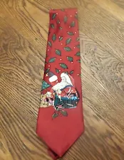 SALE Wembley Toy Trader silk Christmas Santa tie red green holiday VTG 1992 90s