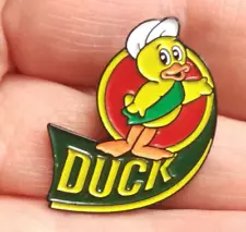 Duct Tape Duck logo pin colorful pinback with the yellow cartoon duck 1" tall