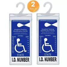 2x Handicap Parking Permit Placard Protector Cover Hanger Car Holder Hang Sleeve