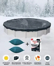 NO RESERVE 24' Round Above Ground Winter Pool Cover PACKAGE 15Yr Pillow + Kit