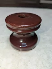 New ListingVtg 3" X 3" DP? 089 L Brown Ceramic Spool Shaped Porcelain Insulator,Minor Flaws