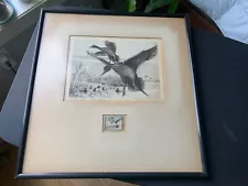 Vintage Edward A. Morris 1963 Drypoint Etching Federal Hunting Duck Stamp ART