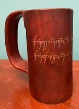 One Ring Elvish Design Authentic Leather & Wood Medieval Renaissance Faire Stein