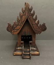 Small House Spirit Thai Teak Wood Altar Shrine Buddha Temple Handmade Buddhist