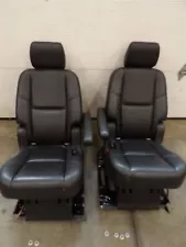 Pair Second Row Power Release Folding Leather Seats Black GMC Yukon 2007-2014