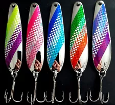 (5) 3 1/4" Smooth Flutter Spoons NICKEL .025 Walleye Candy FEST1