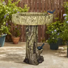 24.4 in Outdoor Gray Bird Bath for Garden Patio Home Decor Concrete Made