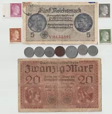 Original Rare Old World War 1 & 2 WWII Germany Note Stamp Coin Collection Lot