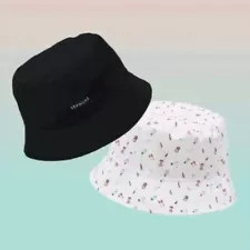 NWT Sephora New Bucket Reversible Hat Black and White Makeup Emoji Lipstick Y2K