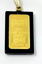 Credit Suisse 1 Gram Fine Pure Gold 999.9 Set On Black Onyx Charm