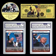 Assassination Attempt US President Trump Commemorative Cards and Gold Coin Set