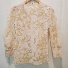 "Original Made CHANEL Tokyo" Vintage Sheer Blouse Button Sleeve Small/XS *read