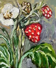 Wild Strawberries Art Wild Berries Oil Painting Strawberry Raspberry Berry Art