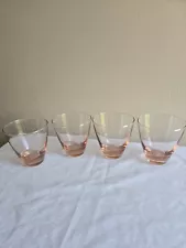 Set Of 4 Vintage Light Pink 12oz Drinking Glasses Barware Glassware