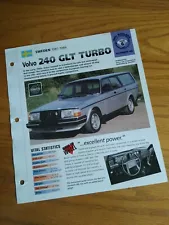 Volvo 240 GLT TURBO Wagon IMP Spec Sheet / Brochure, 1982,1983,1984,