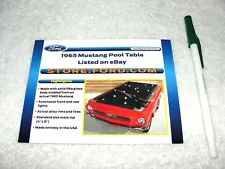 Dealership Ad Flyer Card - 1965 Mustang Pool Table eBay Auction. Early 2010s era