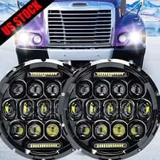 For Freightliner Century Class 7inch Round LED Headlights Hi/Lo Beam Light Pair (For: 1999 Freightliner Century Class)