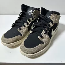 Nike Air Jordan 1 Mid Retro Youth Size 4.5 Leopard Print Shoes BQ6931-021