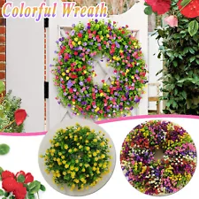 New Farmhouse Colorful Cottage Wreath Spring Summer Artificial Green Garland