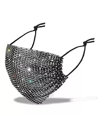 Rhinestone Embellished Bling Mesh Fashion Face Mask Adjustable Straps