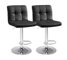 2 Pack Modern Bar Stools PU Leather Swivel Barstools Armless & Height Adjustable