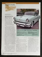 1954 Lincoln Capri Two Door Hardtop Original Color Article 1023