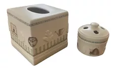 Pfaltzgraph Naturewood Toothbrush Holder& Tissue Box Cover Spring Garden Theme