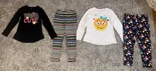 FADED GLORY Girls Peplum Smiley Emoji Shirts, Leggings Pants Outfits - size 7-8