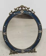 Victorian Trading Co Boudoir Looking Glass Blue Rhinestone Vanity Mirror 5C