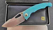 Aqua Green Artisan Xcellerator Folding Knife 3.88" CPM S90V Steel Blade Titanium