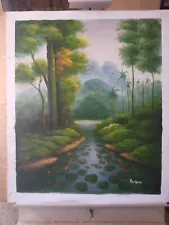 BOB ROSS (after) BUBBLING BROOK Original Repro Hand Painted on Canvas 20"x24"