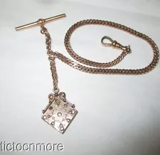 ANTIQUE GEORGIAN GOLD FILLED ROPE CHAIN ALBERT T BAR POCKET WATCH CHAIN & FOB