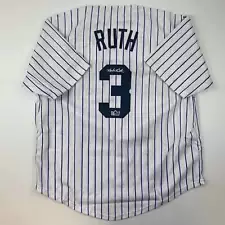 Facsimile Autographed Babe Ruth New York Pinstripe Reprint Jersey Size Men's XL