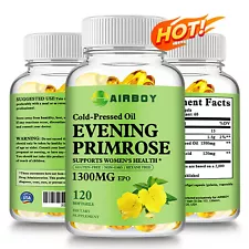 Evening Primrose Oil 1300mg - GLA - Cold-Pressed, Anti-Aging, Whitening, NON-GMO